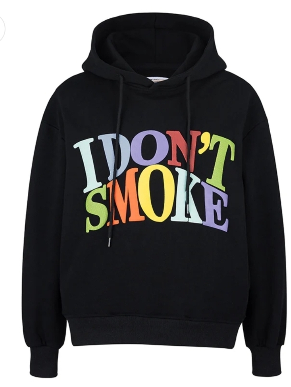 Black Unisex Hoodie  " I DON'T SMOKE"  Size M.